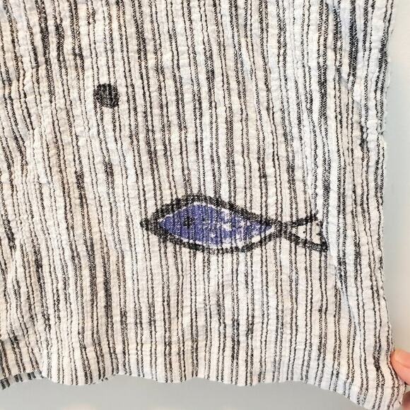 Alegre Hand Painted Fish Nautical Cape Stripe Artsy Cropped Top Size‎ Medium - Picture 3 of 9
